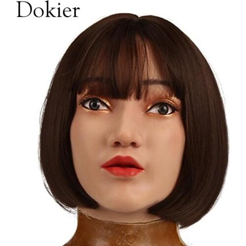Dokier realistic full face props with silicone breast forms for crossdresser cosplay shemale transgender masquerade