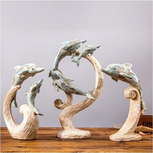 EUROPEAN MARINE ANIMAL DOLPHIN RESIN ORNAMENTS HOME LIVINGROOM COFFEE TABLE FIGURINES DECORATION HOTEL OFFICE ACCESSORIES CRAFTS