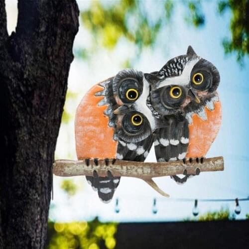 Tree Figurines Simulation Miniatures Owl Micro Landscape Metal Decorating Sculpture Ornaments Garden Decor