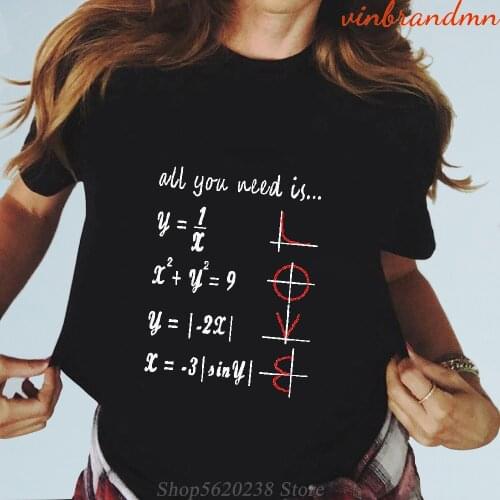 Math Style T shirt All you Needs Is Love Nerd Romantic Express Inspired Design Short Sleeved Black 100% Cotton Tshirt For Women