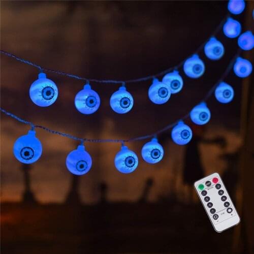 30leds Halloween Eyeball String Lights 3D Eye Ball Lights Remote Control for Christmas New Year Holiday Party Garden Decoration