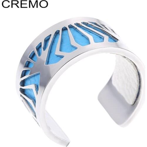 Cremo Open Resizable Stainless Steel Rings For Women Interchangeable Leather Ring Bijoux Bagues Pour Femme Anillos