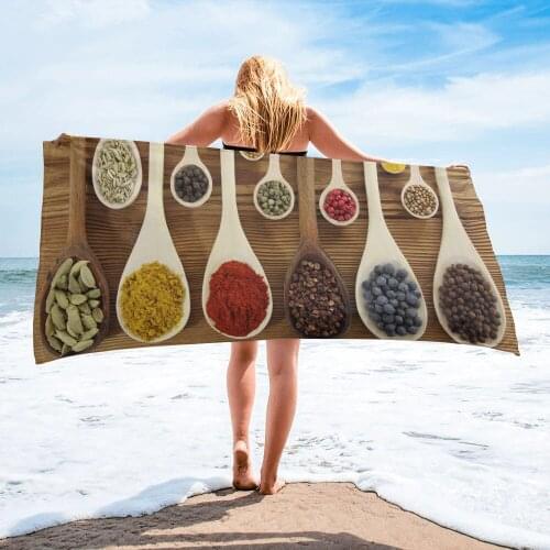 Spices Seasoning Spoons Colorful Beach Towel Luxury Quick-dry Microfiber Bath Towels Yoga Mat Sport Swimming Towels