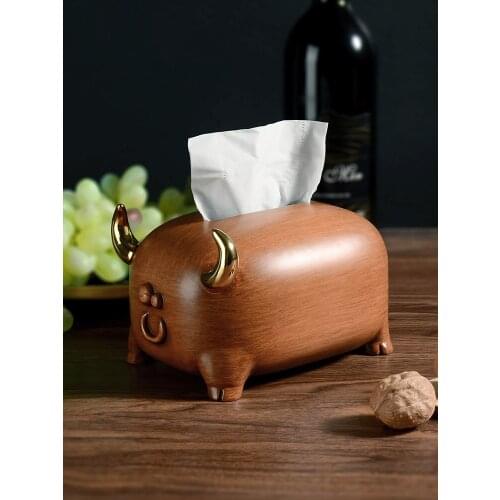 Nordic Creative Resin Tissue Box Ox Draw Paper Box Festive Wedding Gift Cute Lucky Year Of The Ox Mascot Living Room Decoration