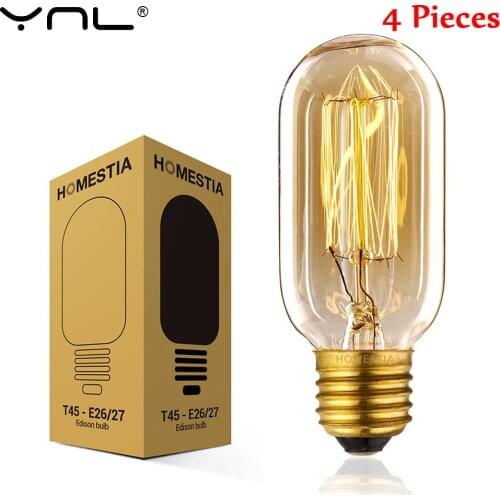 4PCS/Lot Edison Bulb E27 220V 40W ST64 A19 T45 G80 G95 G125 Incandescent filament bulb lighting Retro Edison Light Bulb