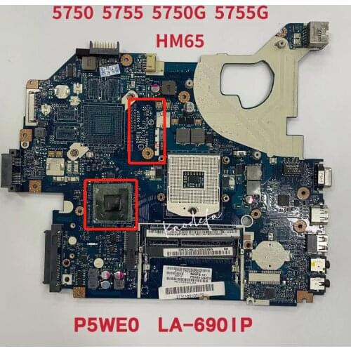 P5WE0 LA-6901P Para ACER 5755 5755G 5750G 5750G Laptop Motherboard PGA989 HM65 CPU 100% Pruebas MBR9702003 MB R9702.003
