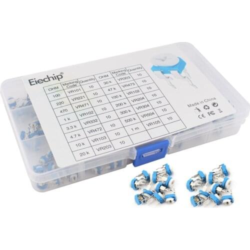 Multi-Turn Trimmer potentiometer RM065 variable resistor Assorted Kit,RM-065 15value each 10pcs 100R 220R 470R 1K 3.3K 4.7K 10K