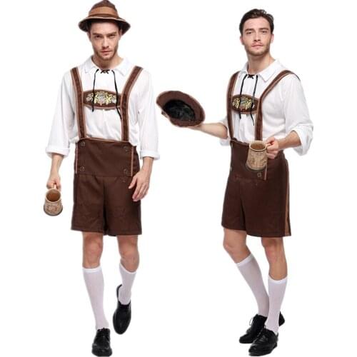 Fashion Germany Oktoberfest Beer Man Costume Bavarian Festival Beer Male Cosplay Halloween Party Jumpsuit