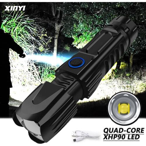 Powerful XHP90.2 Xlamp Flashlight Tactical Flashlight USB Rechargeable Torch Waterproof Torch Smart Chip Control 26650 battery