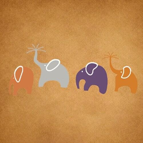 Cartoon Animal Elephant Family Heat transfer Patch Boy Girl Clothes Stickers Stripe T-shirt Sticker DIY Appliques