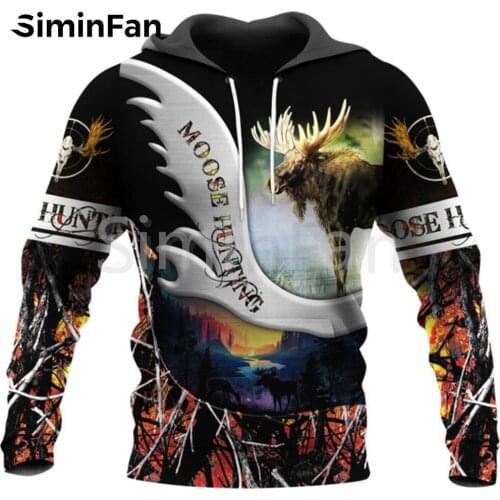 Cool Moose Hunting Men 3D Print Casual Hoodies Harajuku Pullover Unisex Hood Sweatshirt Jacket Hip-Hop Women Autumn Streetwear 9