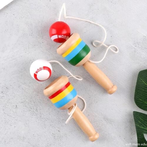 Mini Kendama Toy Balls Wooden Toys Bilboquet Sport ball Two Colors Raw Wood Children Old Age Sport Ball Healthy Outdoor Exercise