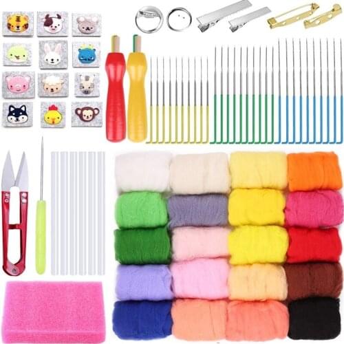 LMDZ 78Pcs Needle Felting Kit, Wool Felting Kit, 20 Colors Wool Roving for Needle Felting(10g/Color), Needle Felting Starter Kit