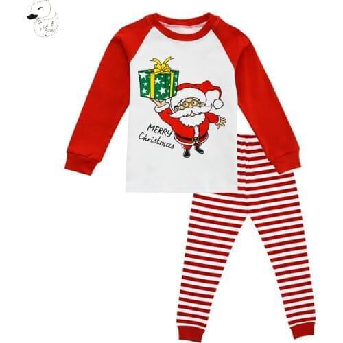 BINIDUCKLING Girls Boys Christmas Pajamas Sets Autumn Long Sleeve Printed Kids Sleepwear 2pcs Cotton Childrens Xmas Pyjamas Set