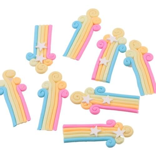 Popular Fashion 10PCS Rainbow Music Polymer Clay Kawaii Flatback Cabochon Craft Embellishment