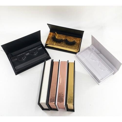Custom Eyelash Package Black White Magnetic Box Empty Rose Glod Mink Lash Case with Your Own Logo