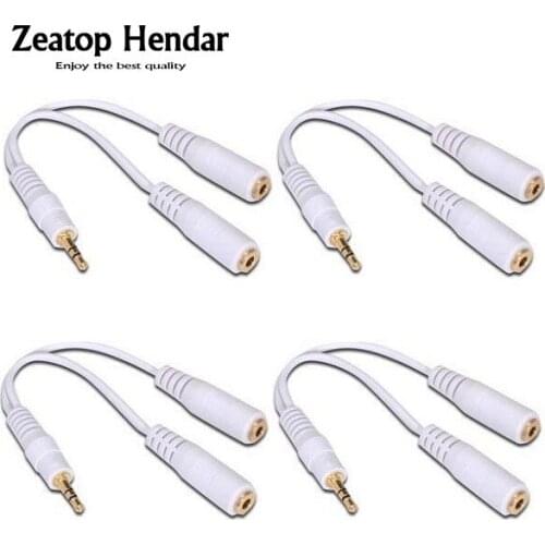 1Pcs White 3.5mm Earphone Y Splitter Adapter Cable Headphone Jack Connector
