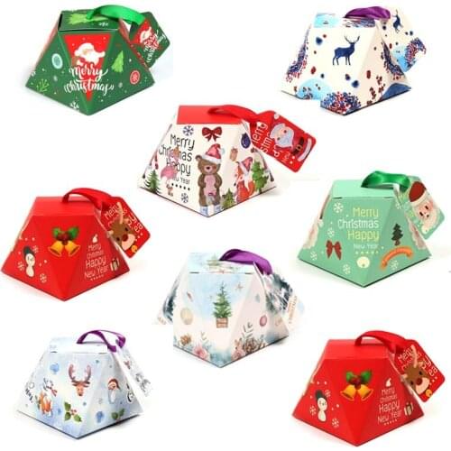 2PCS Christmas Paper Box Santa Claus Biscuit Candy Package Supplies Wedding Birthday Packaging Party Child Favors Gift Boxes