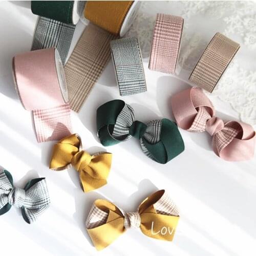 Kewgarden DIY Hair Bowknot Needlework Accessories Plaid Polyester Ribbon Handmade Tape 38mm 25mm 1.5" 1" Packing Riband 10 Yards