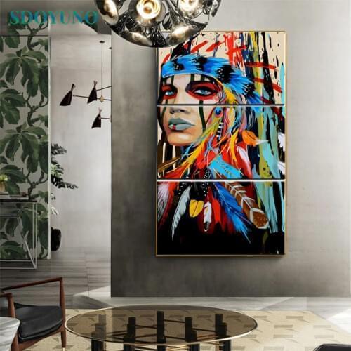 SDOYUNO 3Pcs 40x50cm Painting By Numbers For Adult Indian DIY Paint By Numbers On Canvas Frameless Handpainted Number Painting