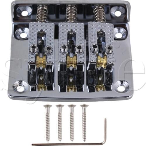 Silver Cigar Box Electric Guitar 3 String Bridge with Screws Zinc Alloy