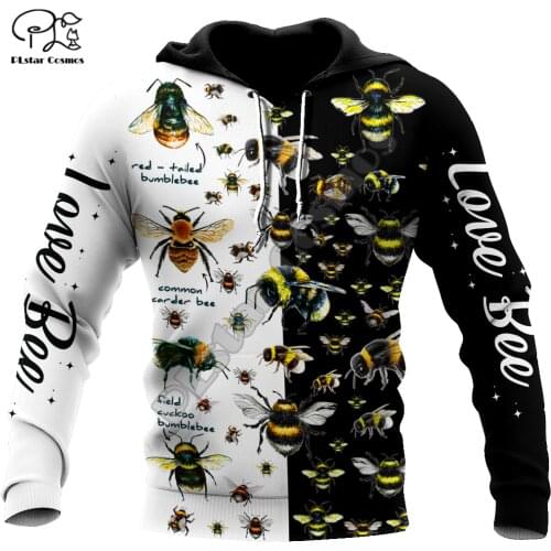 PLstar Cosmos Honey Bees 3D Printed Hoodies Casual Men/Women Zipper Hooded Funny Animal Unisex Brand Streetwear Apparel B6
