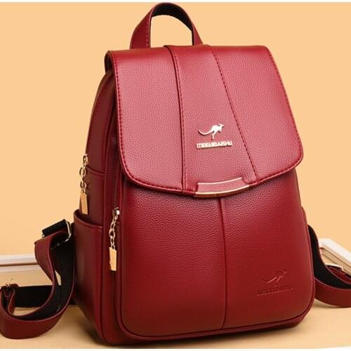 High Quality Women Leather Travel Backpacks 2021 Luxury Designer Back Pack Purse Fashion Large School Bag Mochilas Para Mujer