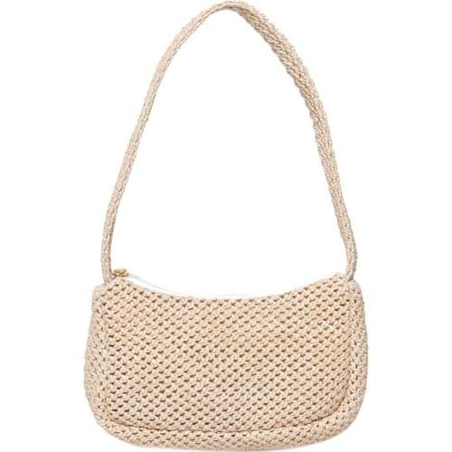Fashion Handmade Woven Women Underarm Bag Ladies Popular Casual Handbags Summer Beach Girls Daily Small Shoulder Bags
