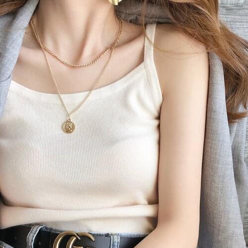 2021 Summer Womens Top Knitted Vest Sexy Strap Camisole Slim Femme Corset y2k Tank Tops Solid off white Halter