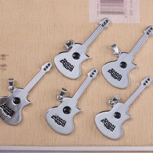 10pcs Modern Style Plated Pendant Music Guitar Men and women Folk Guitar Pendant Jewelry DIY For Necklace Wholesale