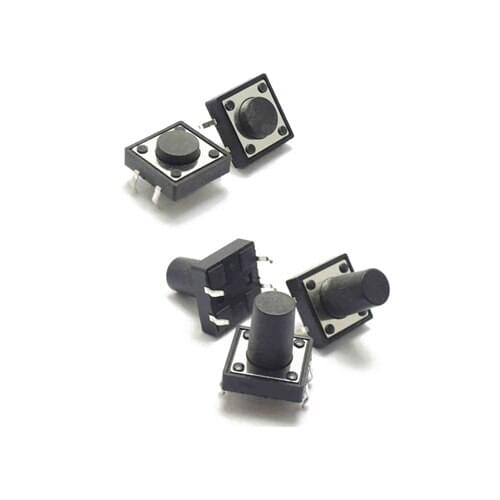 100Pcs Black Through Hole 12*12*4.3/4.5/5/5.5/6/6.5/7/7.5/8/8.5/9/9.5/10mm Micro Push Button Tactile Tact Momentary Switch