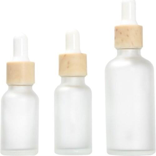 15ML frosted glass bottle wooden shape dropper lid white bulb glass dropper bottle for essential oil liquid eye serum pack