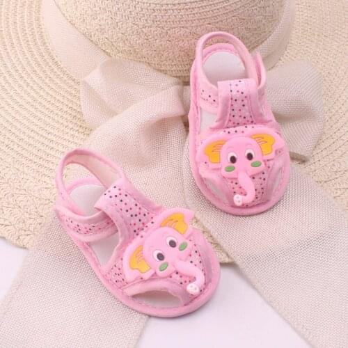 2021 Summer Baby Cartoon Shoes Elephant Sandal Cloth Soft Sole Shoe for 0-1 Years Old Baby Learn Walking