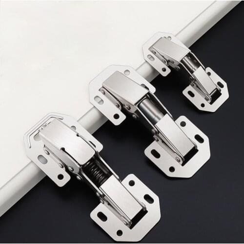 4PCS Cabinet Door Hinges 90 Degree No-Drilling Hole Cupboard Door Hydraulic Hinge Soft Close Hinge Kitchen Furniture Hardware