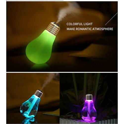 400ml Colorful Light Creative Bulb Humidifier Aroma Diffuser Silver Lamp