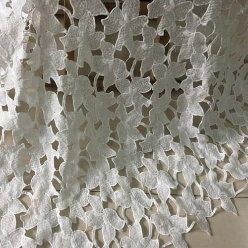 5Yards Latest White African Lace Fabrics Guipure Lace Fabric 2018 High Quality Milk Silk African Cord Lace For Wedding Dresses