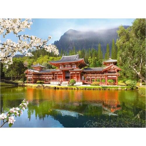 5d diy diamond painting tempel in Uji of Japan full square round diamond embroidery mosaic needlework landscape decor AA1817