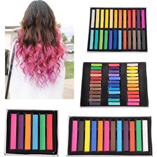 6/12/24/36 Color Salon Hair Temporary Chalk Dye Colour Kit Non-toxic Pastel Chalk Pastels Chalk Use For Hair Fast Delivery