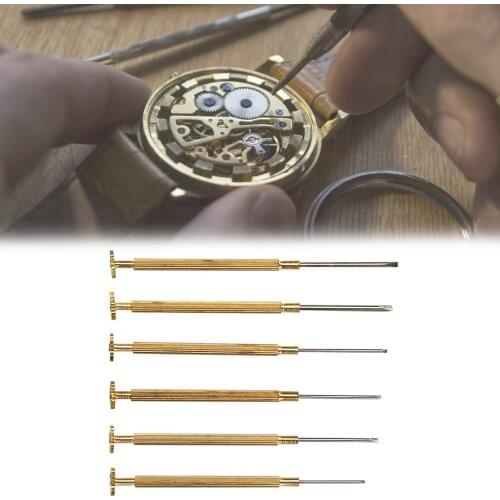 6pcs Slot Watch Screwdrivers Set Copper Watch Glasses Computer Repairing Screwdrivers for Watchmaker Watch Repair Tool