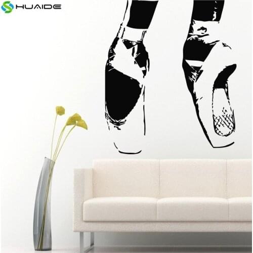 Ballerina Wall Decals Gym Sport Girl Pointes Ballet Shoes Home Wall Vinyl Decal Sticker Kids Nursery Baby Room Decor Murals A122