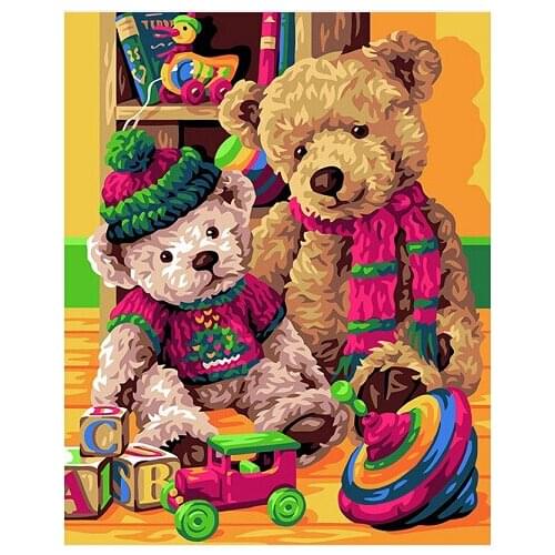 Framless New arrival unique gift Digital Oil Painting On Canvas painting by numbers decorative picture 40*50 bear MB21