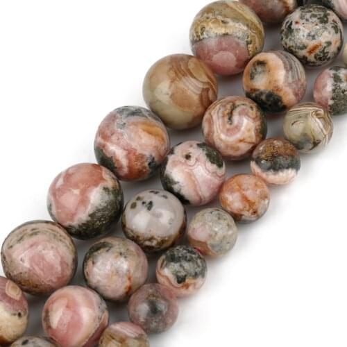 6/8/10mm A Natural Stone Beads Argentina Rhodochrosite Round Beads for Jewelry Making Bracelets Needlework DIY Accessories 15