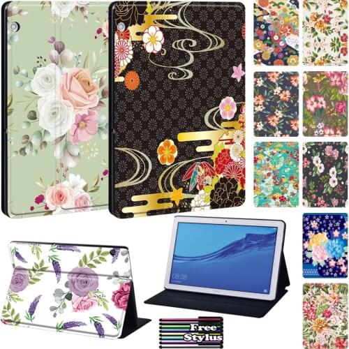 Pu Leather Case for Huawei MediaPad M5 10.8"/M5 Lite 10.1"/M5 Lite 8 Fold Stand Hard Tablet Cover for MediaPad T3 8.0/T5 10 10.1
