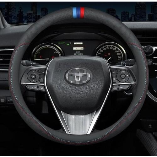 Carbon Fiber Cow Leather Steering Wheel Cover For Toyota Yaris Camry Corolla Hilux Avanza Fortuner CHR Prado 2016 2017 2018