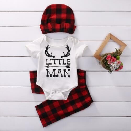 Citgeett 2Pcs/Clothing Set Newborn Baby Boy Girl Tops Deer Romper +Long Plaid Pants Outfits Set Clothes CA