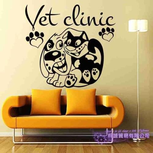 DCTAL Dog Cat Grooming Salon Pet Shop Sticker Decal Posters Vinyl Wall Art Decals Parede Decor Mural Pet Shop Sticker