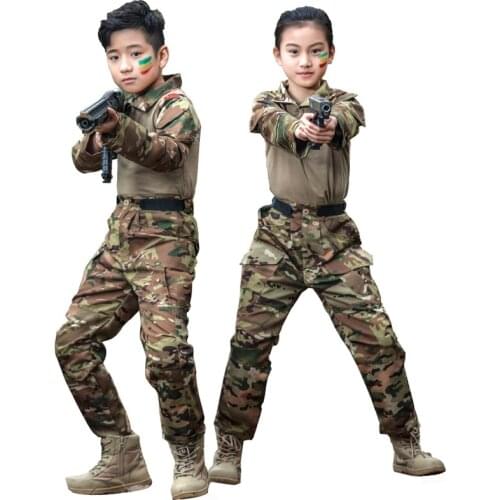Kids Military Tactical Uniforms Children Training Suit Summer Camp Camouflage Equipment Boys Girls Pants and Shirts Sets