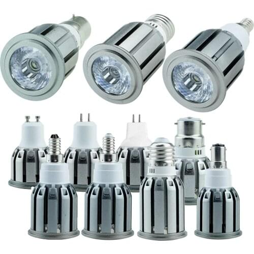 Dimmable 5W 7W 10W LED Spotlights COB Spot Light Bulbs E27 E12 E14 B22 B15 GU10 GU5.3 Bright Home Lamps 110V 220V C36 Aluminum