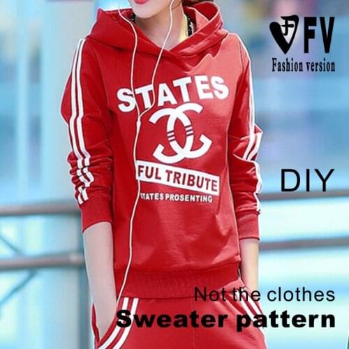 DIY handmade pattern womens hooded jacket casual sweater autumn clothes sportswear cutting drawings 1:1 clothing pattern BWY-3
