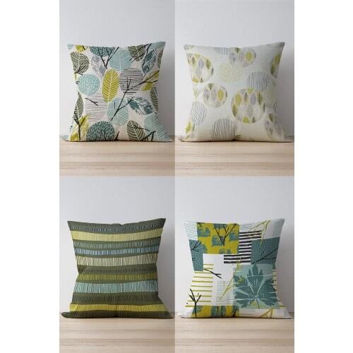 Double Side Printed Branch Pattern 4'Lü Suede Pillow Decorate Case Good Quality Stylish Home Garden Room Kitchen Gift Convenient Decorative Modern